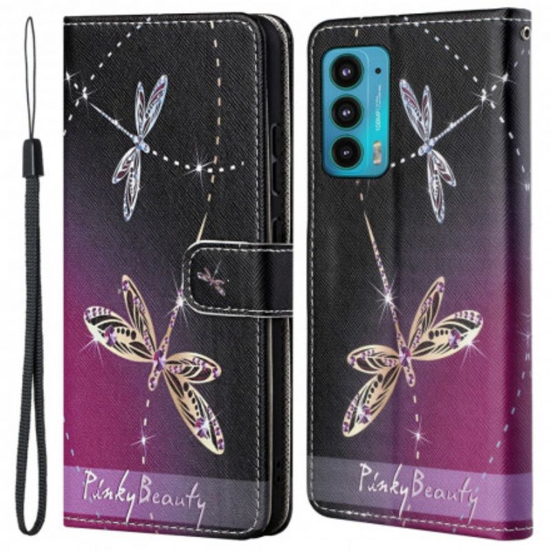 Flip Kotelot Motorola Edge 20 Strappy Dragonflies