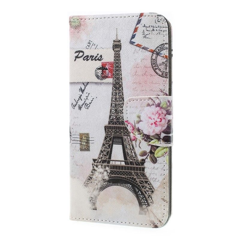 Nahkakotelo Samsung Galaxy A7 Puhelinkuoret Retro Eiffel-Torni