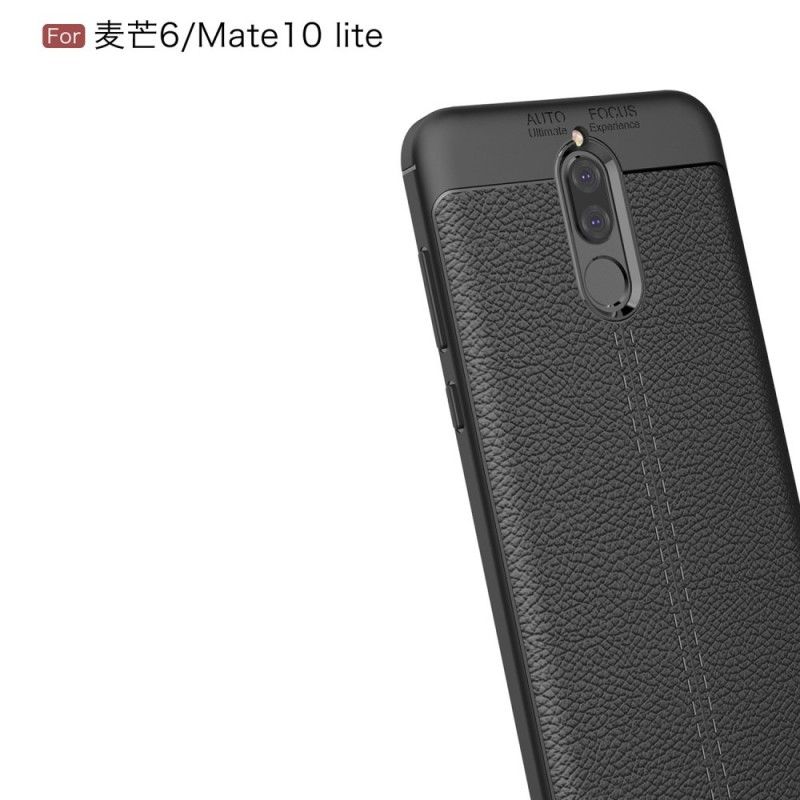 Kuori Huawei Mate 10 Lite Harmaa Musta Kaksilinjainen Litsi Nahkainen Vaikutus