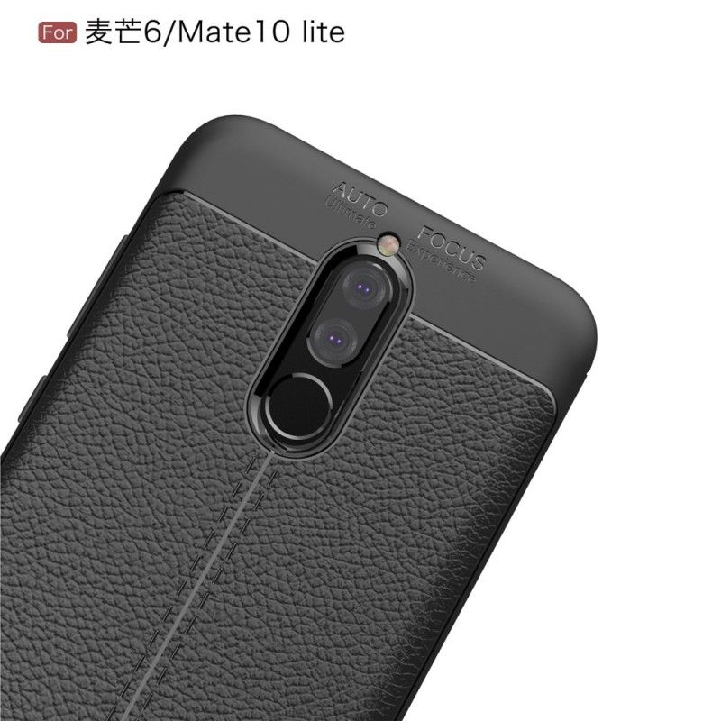 Kuori Huawei Mate 10 Lite Harmaa Musta Kaksilinjainen Litsi Nahkainen Vaikutus