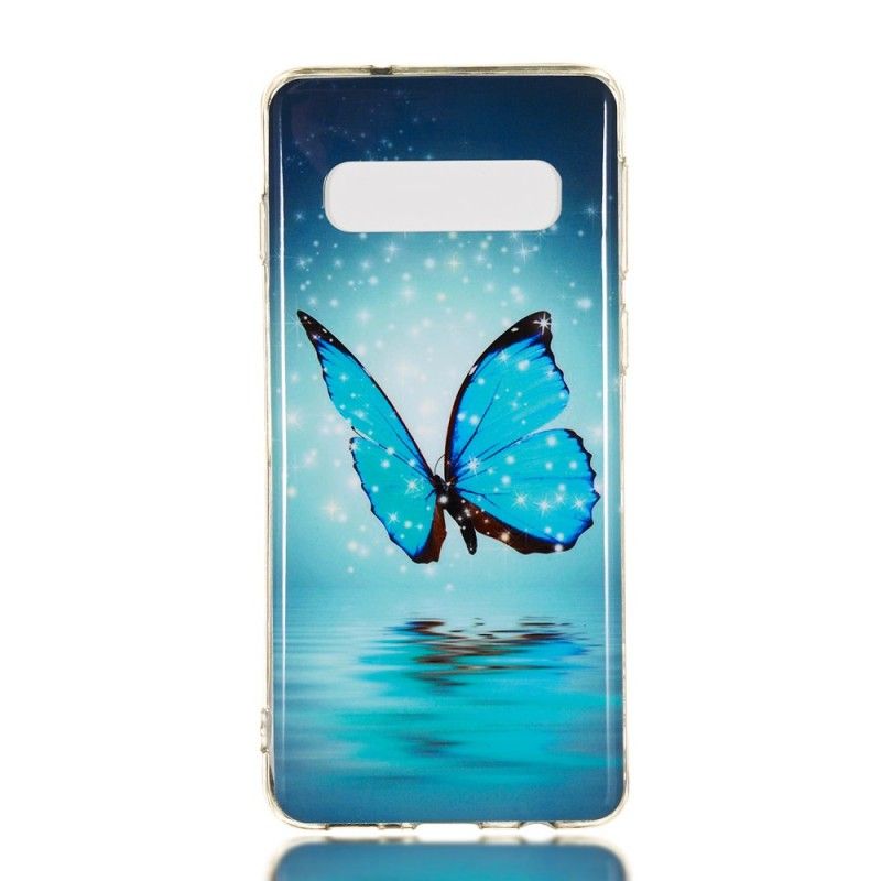 Kuori Samsung Galaxy S10 Fluoresoiva Sininen Perhonen Suojakuori