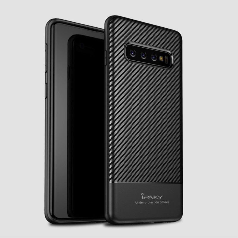 Kuori Samsung Galaxy S10 Harmaa Musta Ipaky Hiilikuitu Suojakuori