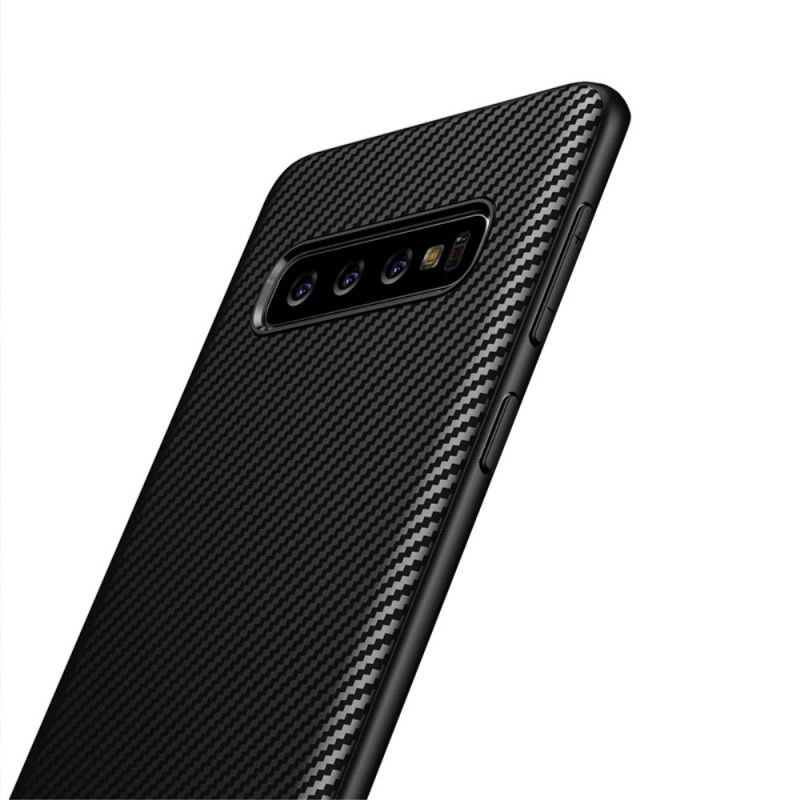 Kuori Samsung Galaxy S10 Harmaa Musta Ipaky Hiilikuitu Suojakuori