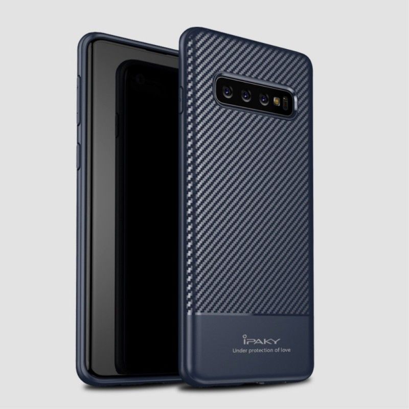 Kuori Samsung Galaxy S10 Harmaa Musta Ipaky Hiilikuitu Suojakuori