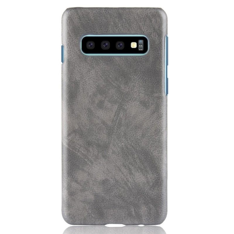 Kuori Samsung Galaxy S10 Harmaa Musta Litsi Nahkaa