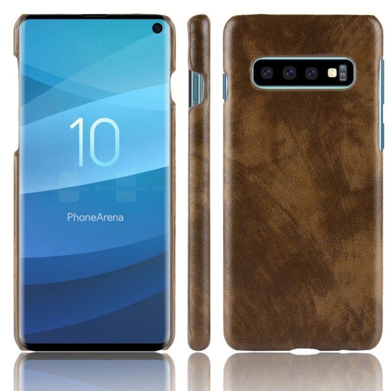 Kuori Samsung Galaxy S10 Harmaa Musta Litsi Nahkaa