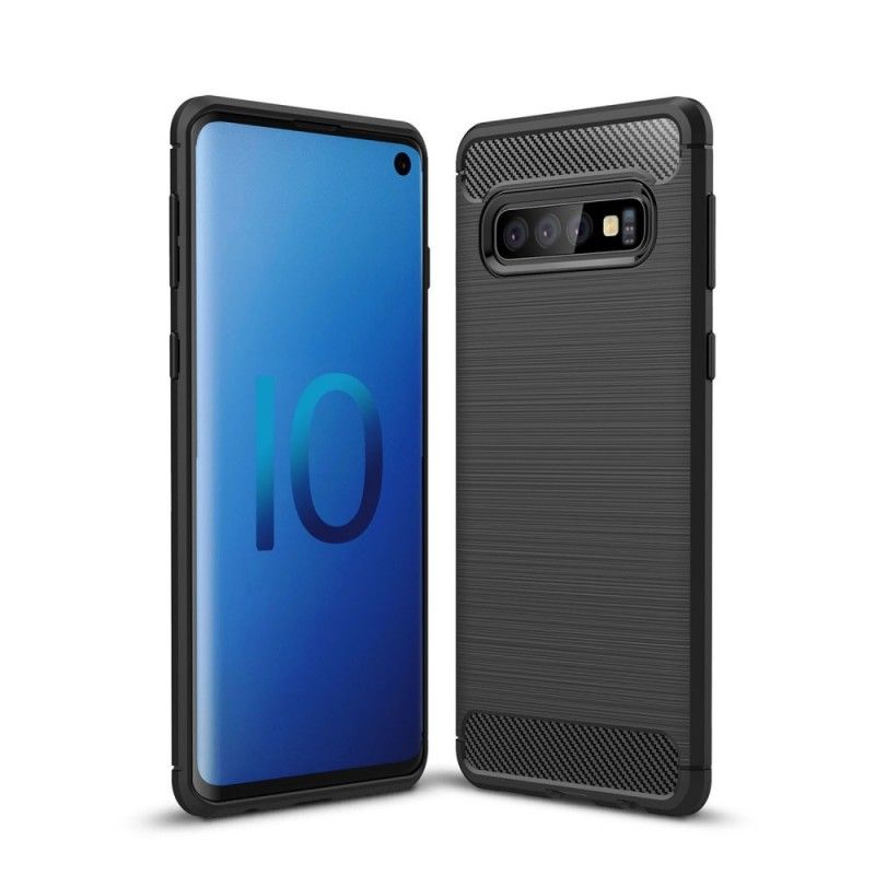 Kuori Samsung Galaxy S10 Punainen Musta Harjattu Hiilikuitu