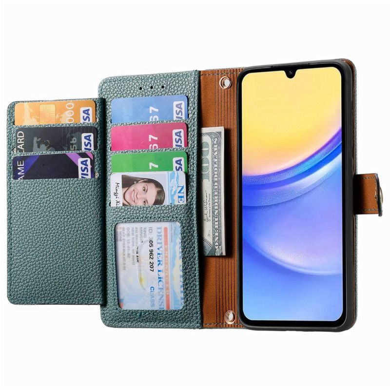 Nahkakotelo Samsung Galaxy A15 5g Sydänkuvio Ja Rfid-suojaus