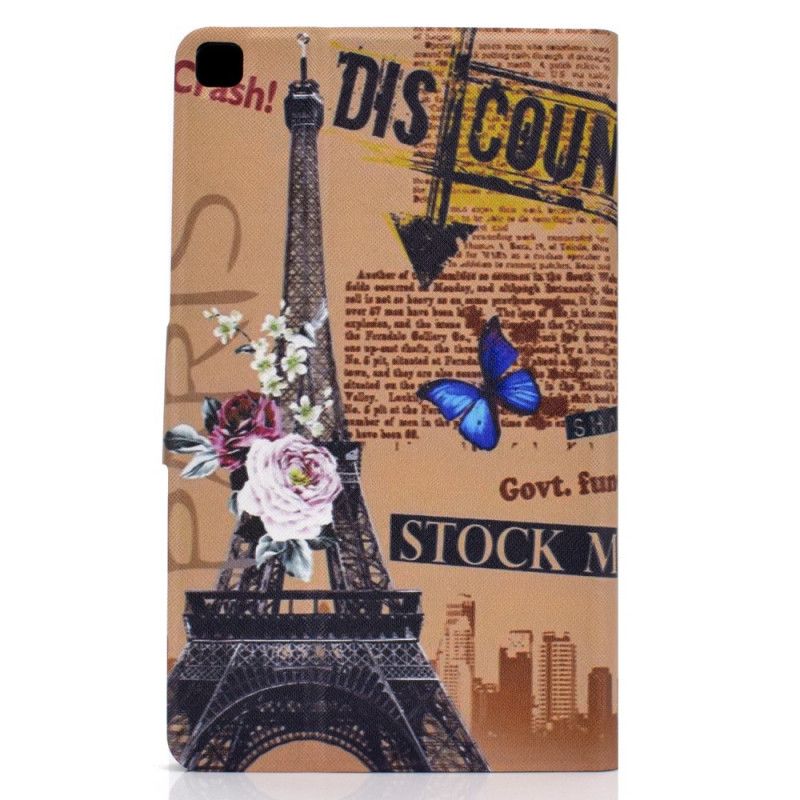 Flip Case Samsung Galaxy Tab A7 Ruskea Tummansininen Eiffel-Torni