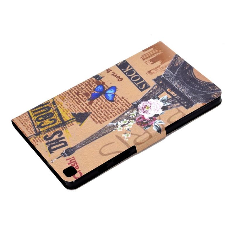 Flip Case Samsung Galaxy Tab A7 Ruskea Tummansininen Eiffel-Torni