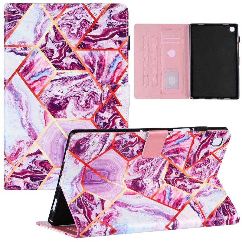 Flip Case Samsung Galaxy Tab A7 Tummansininen Vaaleanpunainen Marmorivaihtelu