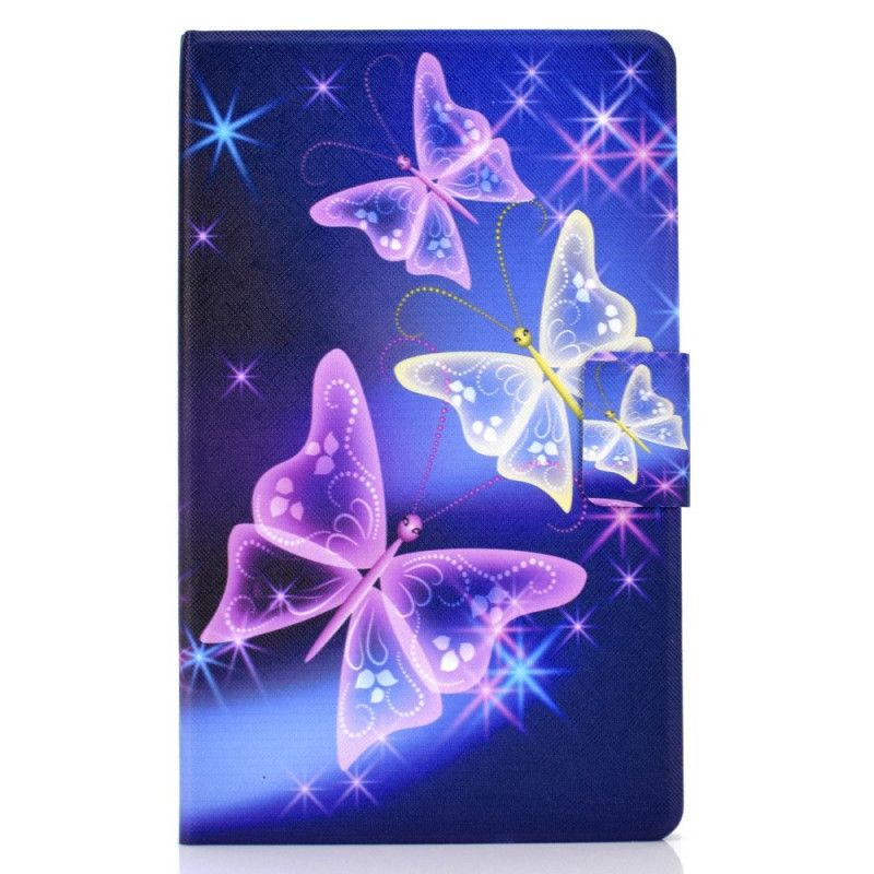 Flip Case Samsung Galaxy Tab A7 Violetti Tummansininen Perhosia