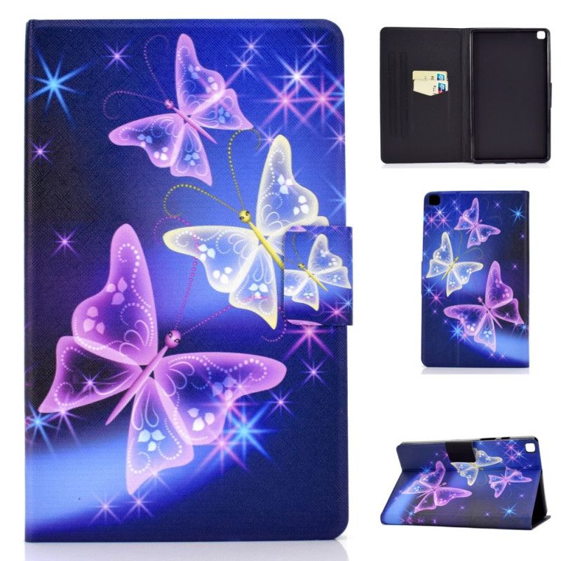 Flip Case Samsung Galaxy Tab A7 Violetti Tummansininen Perhosia