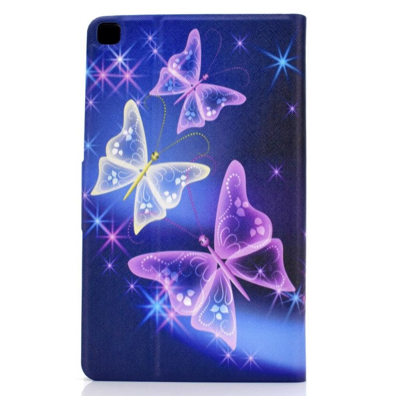 Flip Case Samsung Galaxy Tab A7 Violetti Tummansininen Perhosia