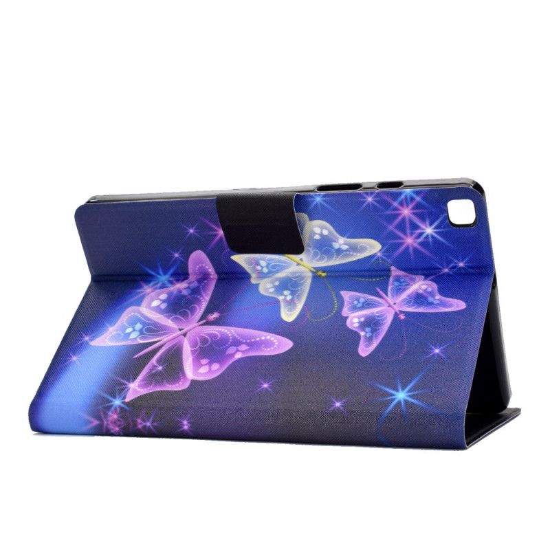 Flip Case Samsung Galaxy Tab A7 Violetti Tummansininen Perhosia