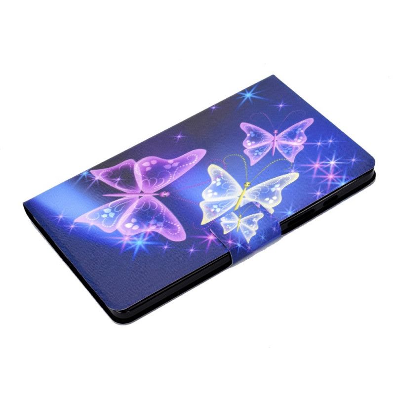 Flip Case Samsung Galaxy Tab A7 Violetti Tummansininen Perhosia