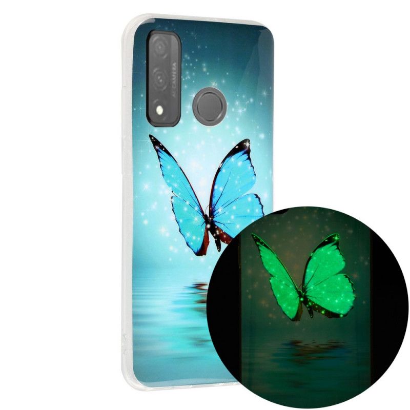 Kuori Huawei P Smart 2020 Fluoresoiva Sininen Perhonen Suojakuori