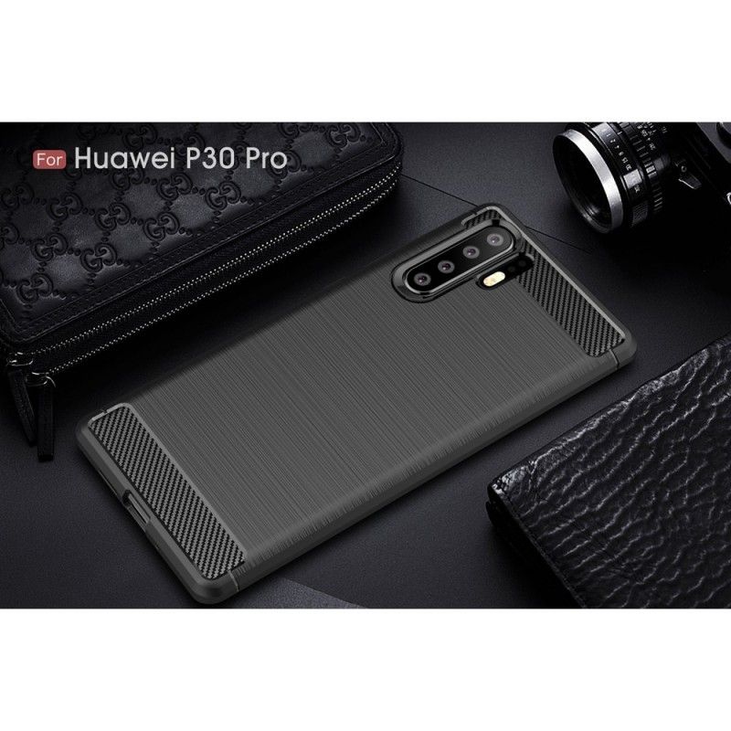 Case Kuoret Huawei P30 Pro Harmaa Musta Puhelinkuoret Harjattu Hiilikuitu