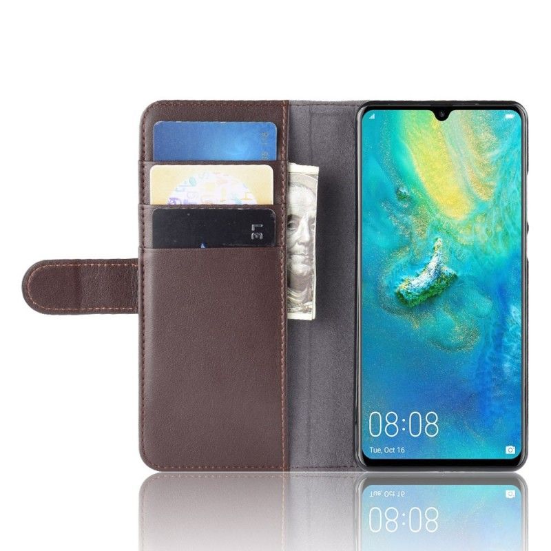 Kotelot Huawei P30 Pro Ruskea Musta Halkaistu Nahka