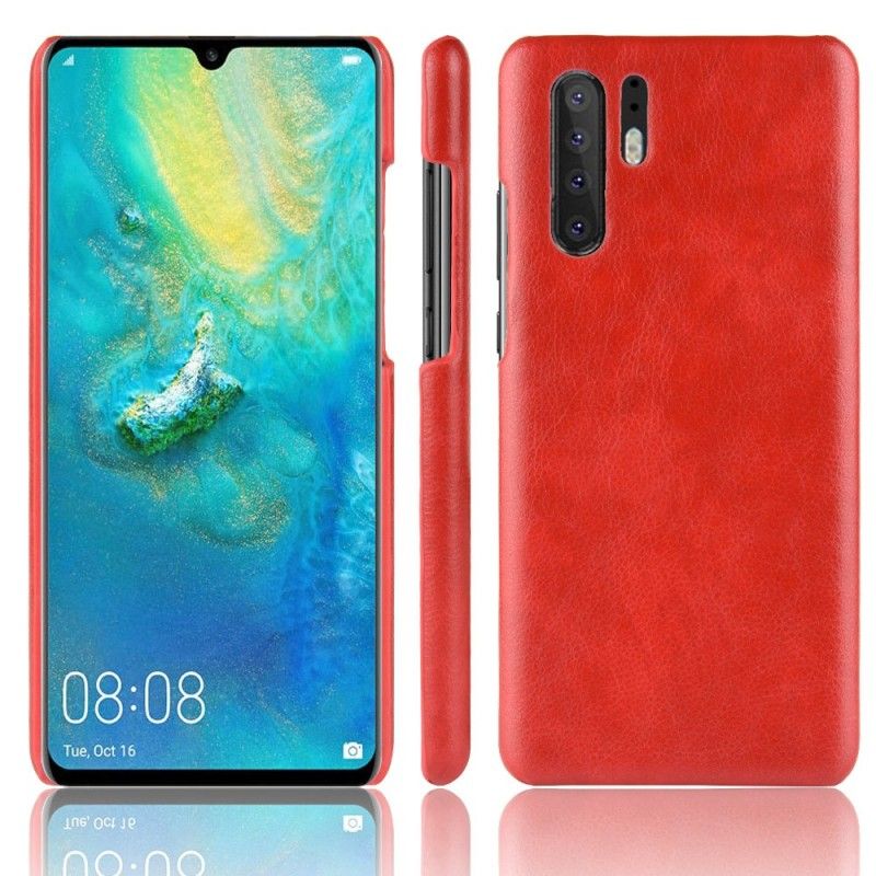 Kuori Huawei P30 Pro Harmaa Musta Suorituskykyinen Litsi Nahkainen Vaikutus