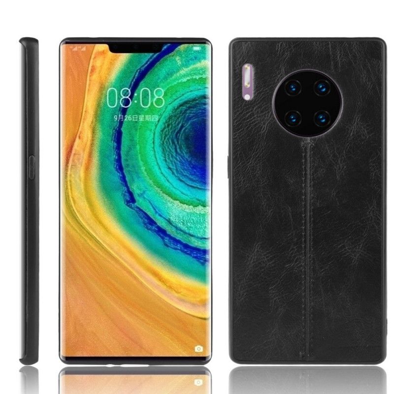 Kuori Huawei P30 Pro Punainen Musta Ommeltu Nahkaefekti