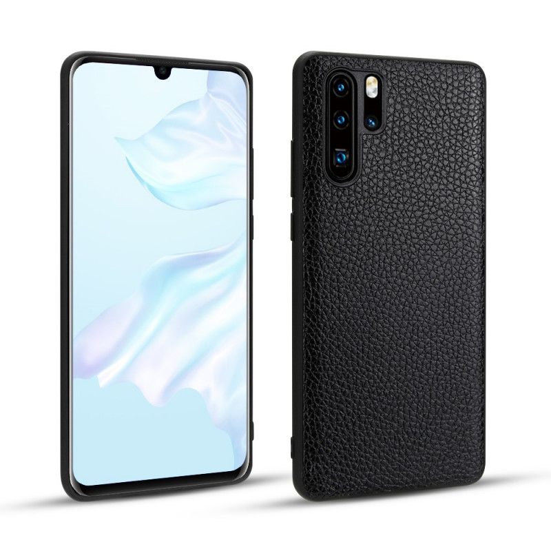 Kuori Huawei P30 Pro Tummansininen Aitoa Litsi Nahkaa Suojakuori