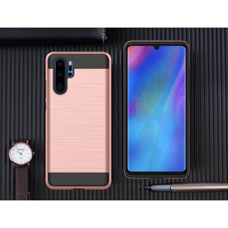 Kuori Huawei P30 Pro Valkoinen Musta Harjattu