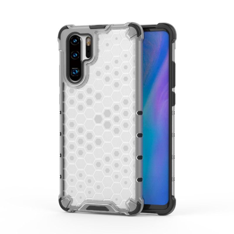 Kuori Huawei P30 Pro Valkoinen Musta Hunajakennotyyli