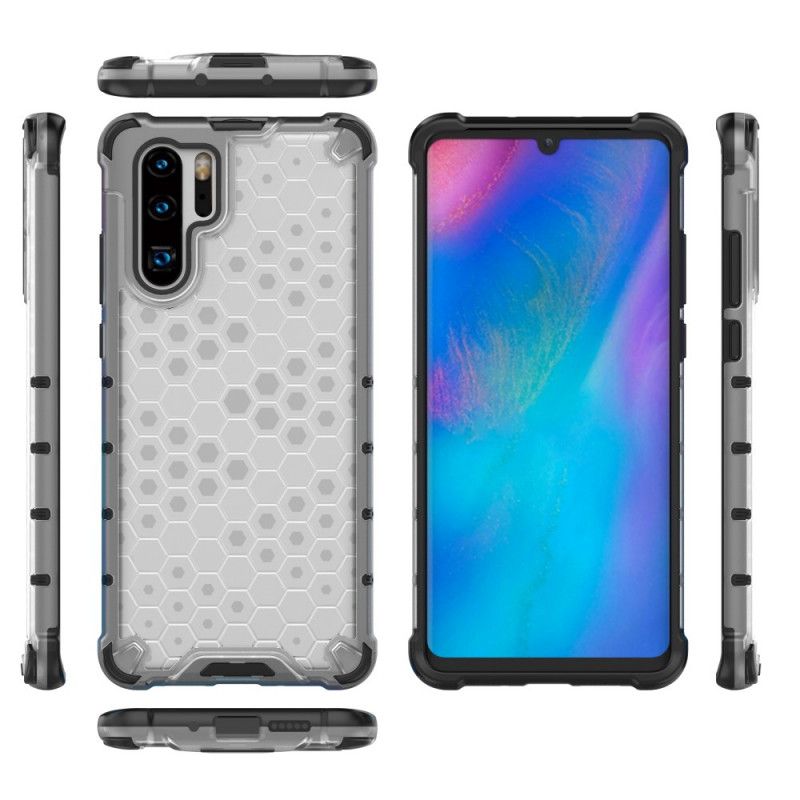 Kuori Huawei P30 Pro Valkoinen Musta Hunajakennotyyli