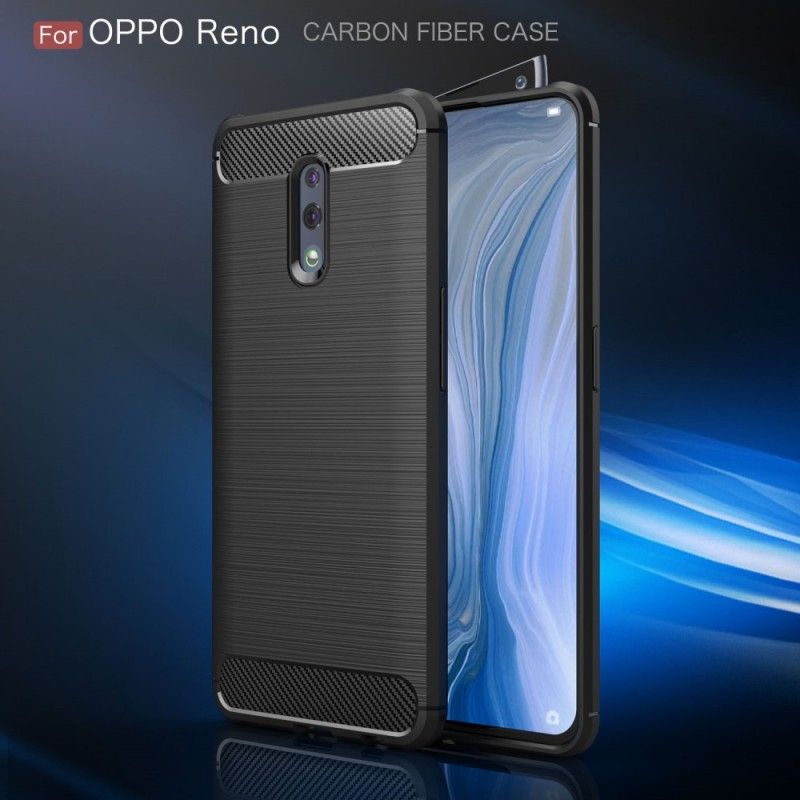 Kuori Oppo Reno Punainen Musta Harjattu Hiilikuitu Suojakuori