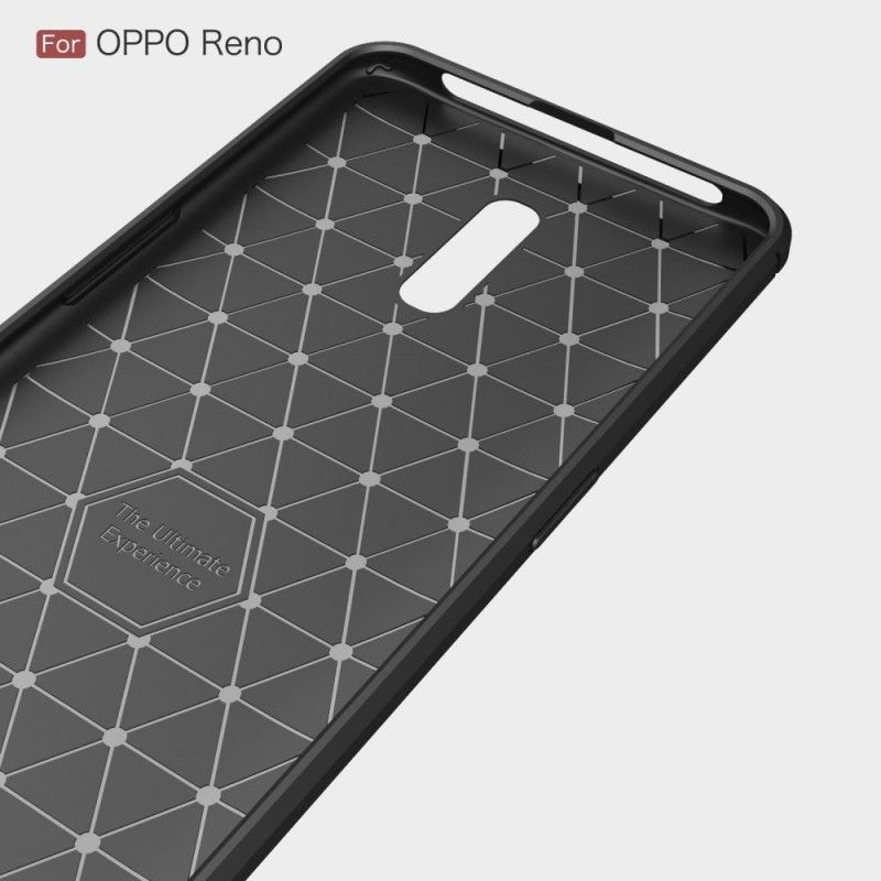 Kuori Oppo Reno Punainen Musta Harjattu Hiilikuitu Suojakuori