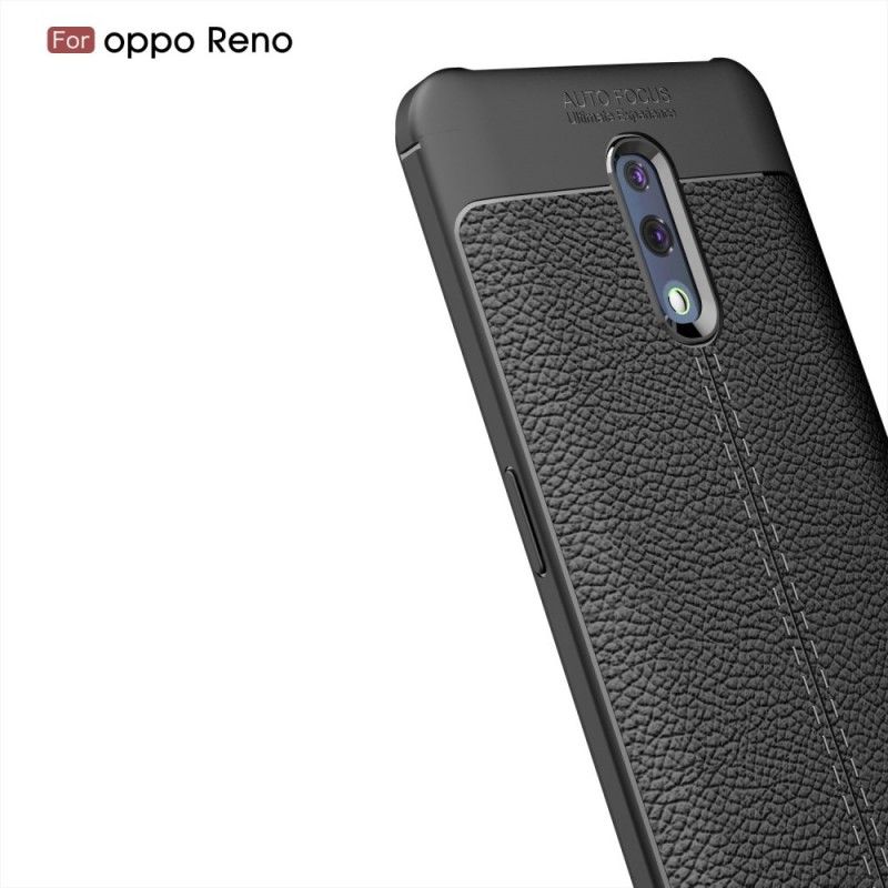 Kuori Oppo Reno Punainen Musta Litsi Nahkaa