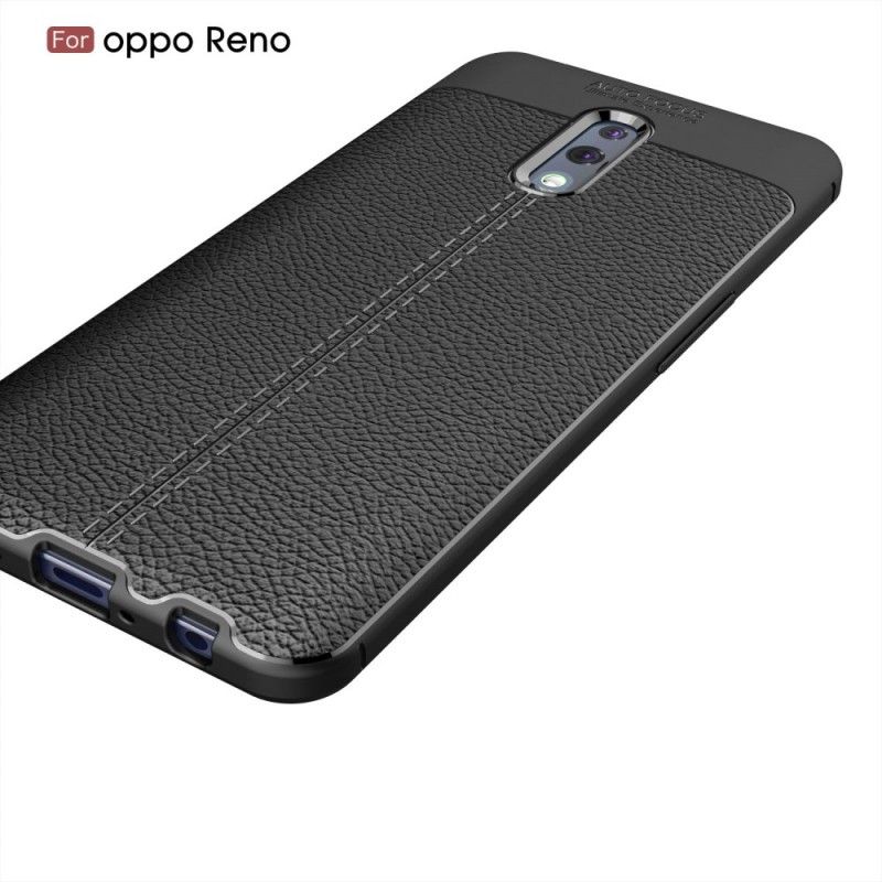 Kuori Oppo Reno Punainen Musta Litsi Nahkaa