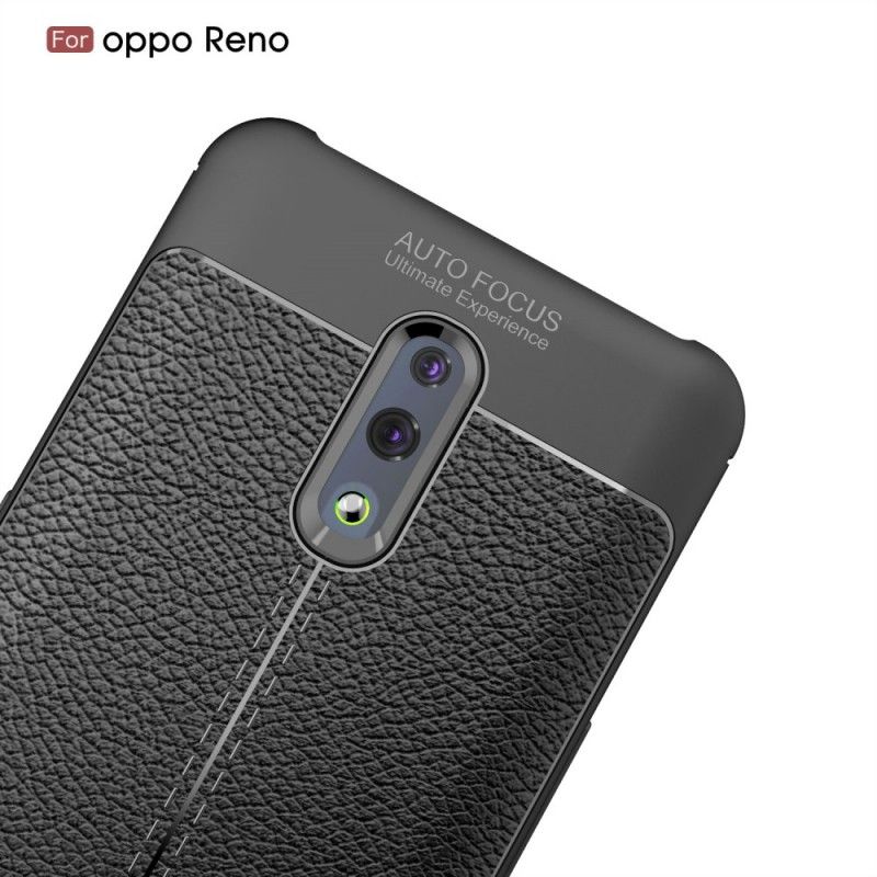 Kuori Oppo Reno Punainen Musta Litsi Nahkaa