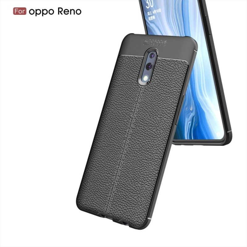 Kuori Oppo Reno Punainen Musta Litsi Nahkaa