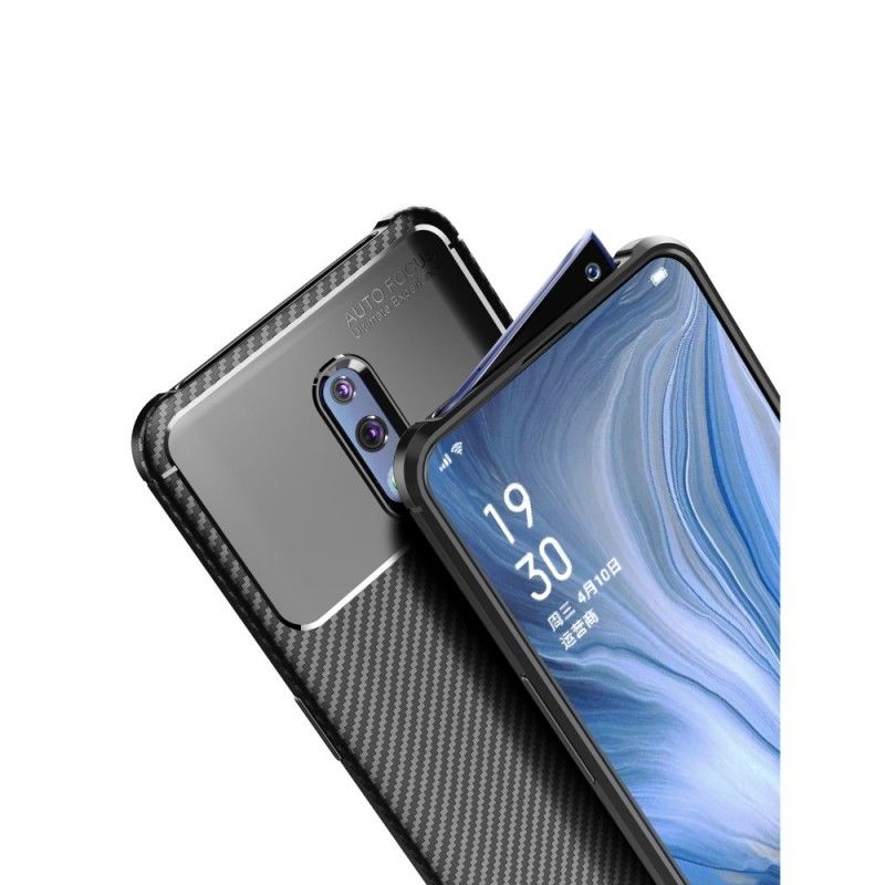 Kuori Oppo Reno Tummansininen Musta Taipuisa Hiilikuitu