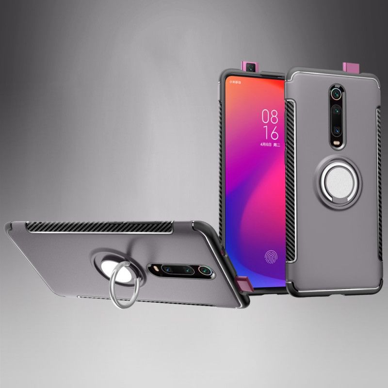 Case Kuoret Xiaomi Mi 9T / Mi 9T Pro Punainen Musta Puhelinkuoret Hiilikuituinen Magneettirengas