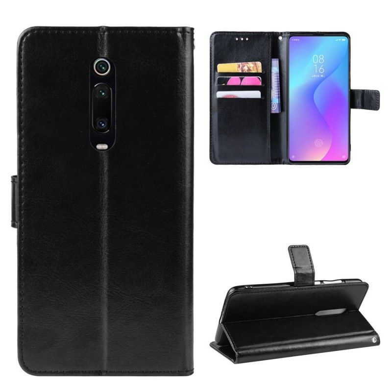 Flip Case Xiaomi Mi 9T / Mi 9T Pro Musta Räikeä Tekonahka