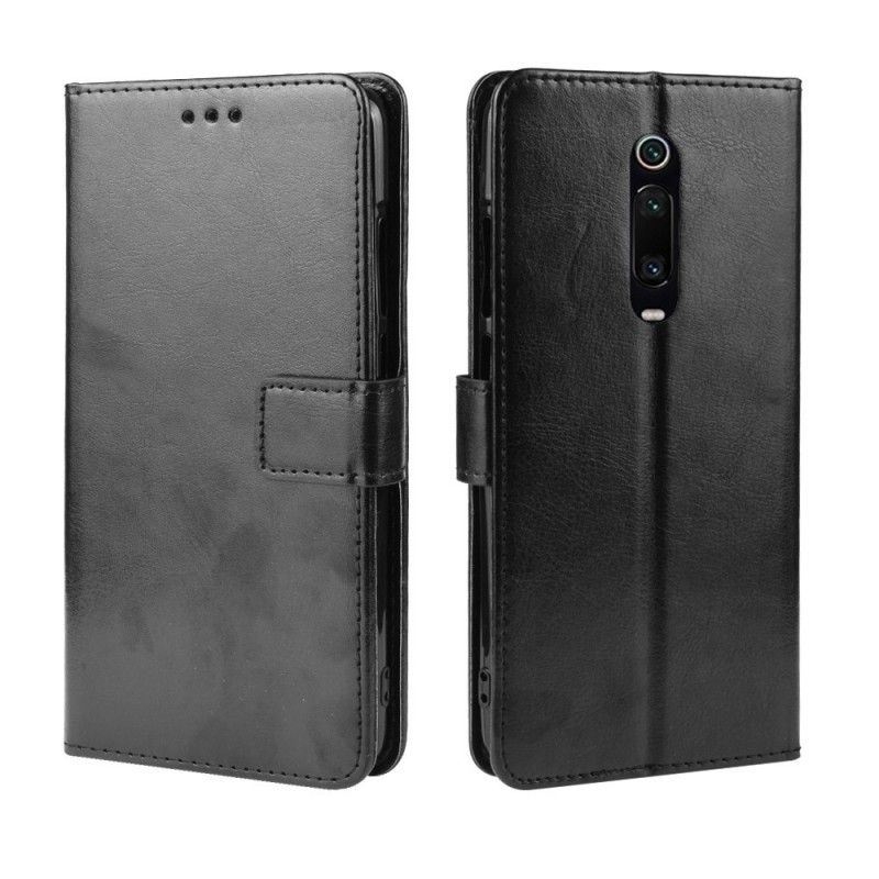 Flip Case Xiaomi Mi 9T / Mi 9T Pro Musta Räikeä Tekonahka