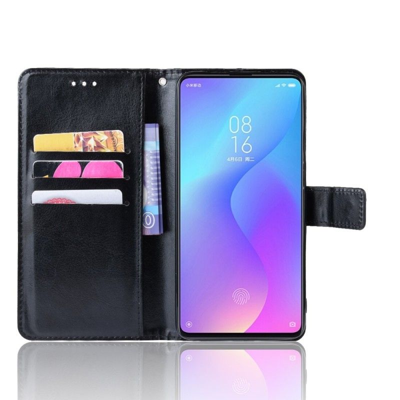 Flip Case Xiaomi Mi 9T / Mi 9T Pro Musta Räikeä Tekonahka