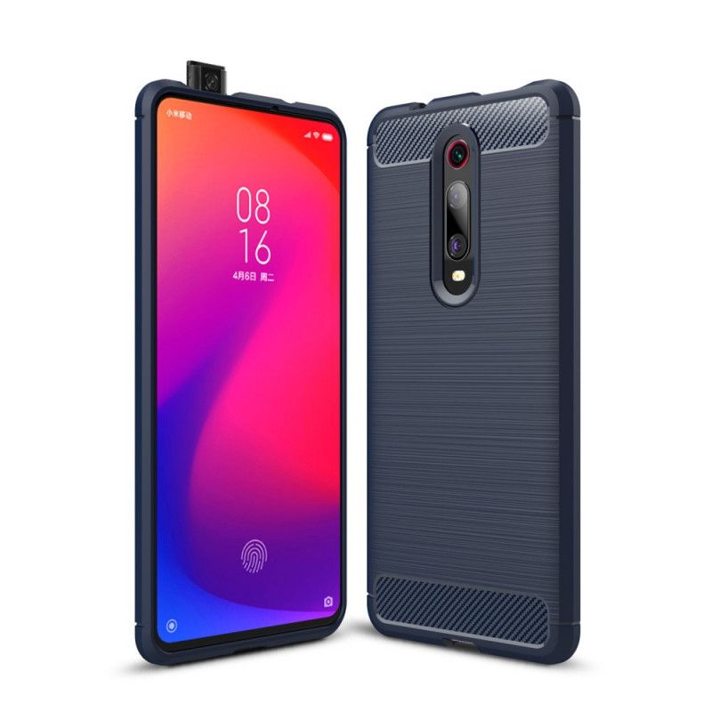 Kuori Xiaomi Mi 9T / Mi 9T Pro Punainen Musta Harjattu Hiilikuitu Suojakuori