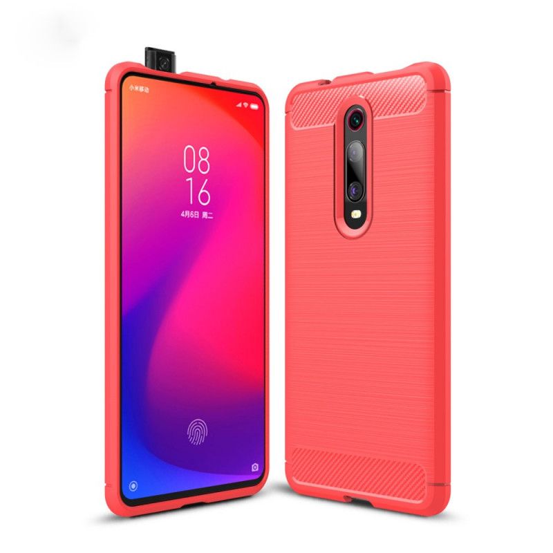 Kuori Xiaomi Mi 9T / Mi 9T Pro Punainen Musta Harjattu Hiilikuitu Suojakuori