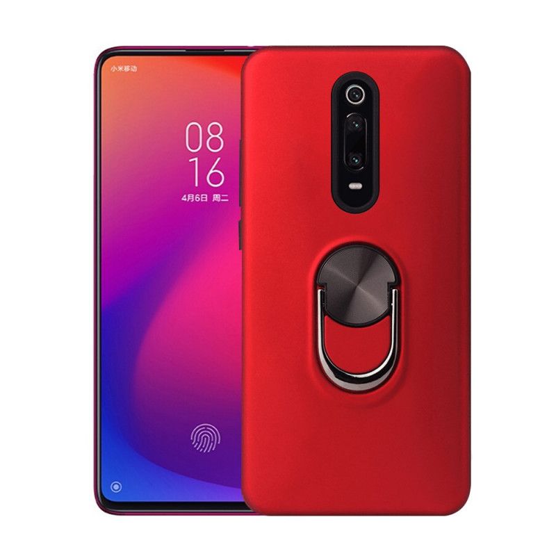 Kuori Xiaomi Mi 9T / Mi 9T Pro Punainen Musta Irrotettava Tukirenkaalla