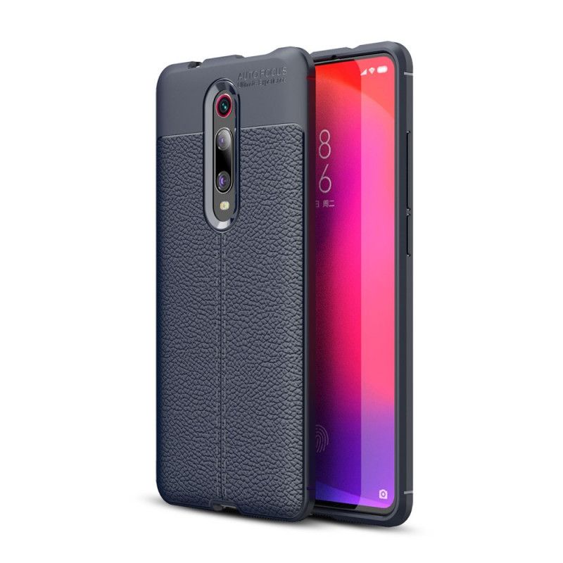 Kuori Xiaomi Mi 9T / Mi 9T Pro Punainen Musta Kaksilinjainen Litsi Nahkaa Suojakuori