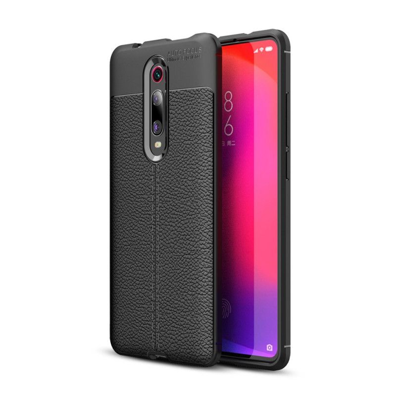 Kuori Xiaomi Mi 9T / Mi 9T Pro Punainen Musta Kaksilinjainen Litsi Nahkaa Suojakuori