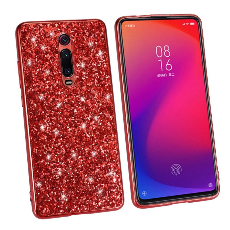 Kuori Xiaomi Mi 9T / Mi 9T Pro Punainen Musta Olen Kimalteleva