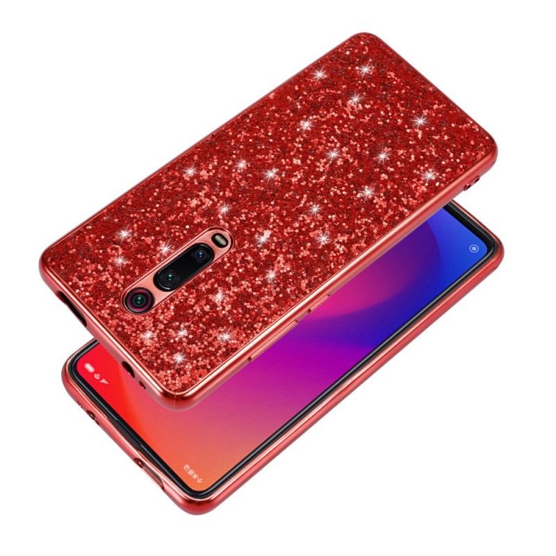 Kuori Xiaomi Mi 9T / Mi 9T Pro Punainen Musta Olen Kimalteleva