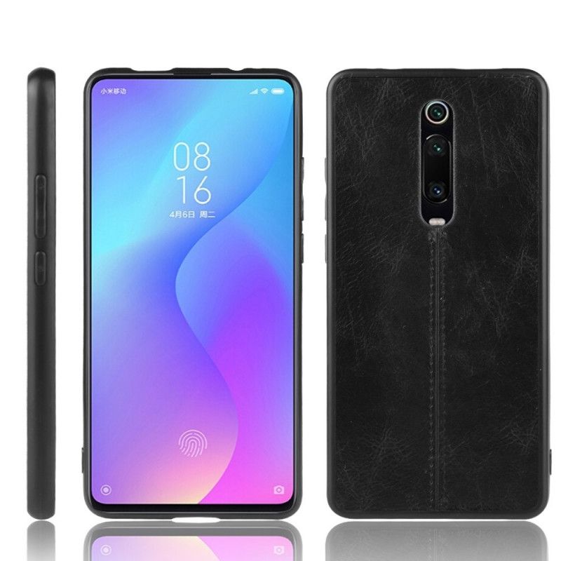 Kuori Xiaomi Mi 9T / Mi 9T Pro Punainen Musta Ommeltu Nahkaefekti Suojakuori