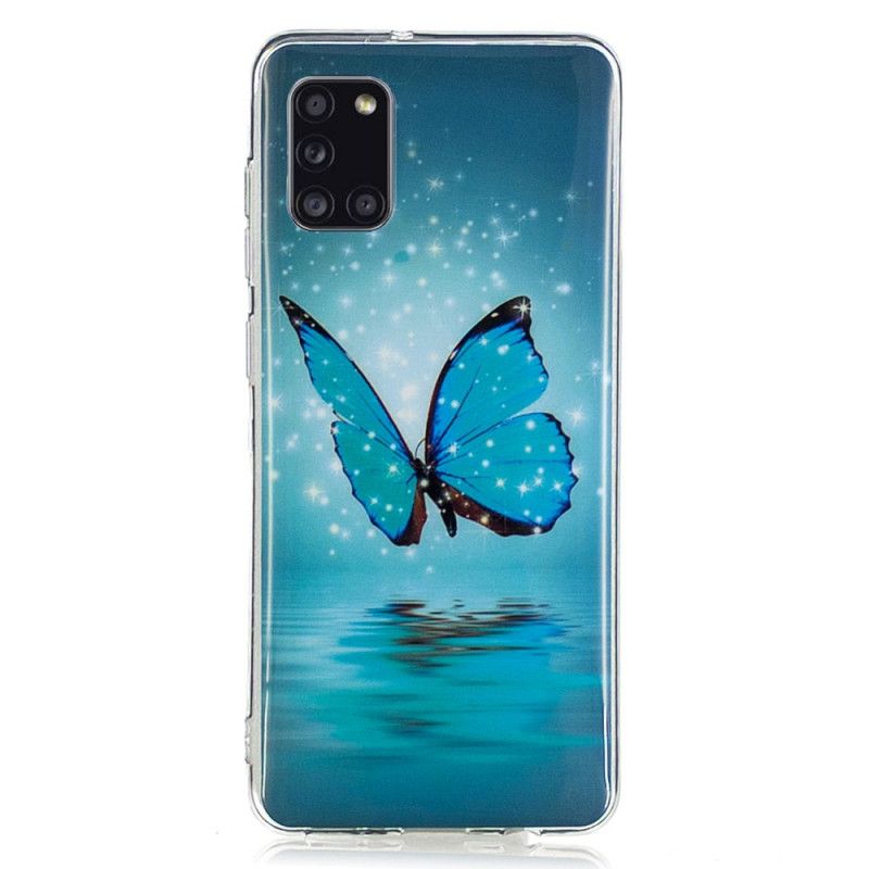 Case Kuoret Samsung Galaxy A31 Puhelinkuoret Fluoresoiva Sininen Perhonen