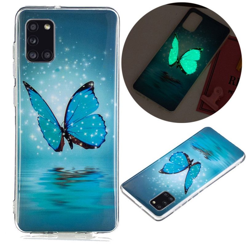 Case Kuoret Samsung Galaxy A31 Puhelinkuoret Fluoresoiva Sininen Perhonen